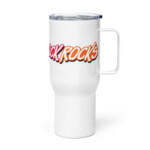 Our Flock Rocks Travel mug with a handle - Image 3