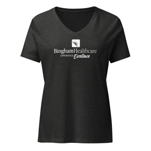 Bingham Healthcare Women’s relaxed v-neck t-shirt White Logo - Image 5