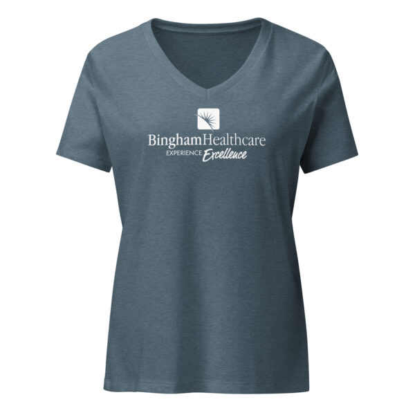 Bingham Healthcare Women’s relaxed v-neck t-shirt White Logo - Image 9